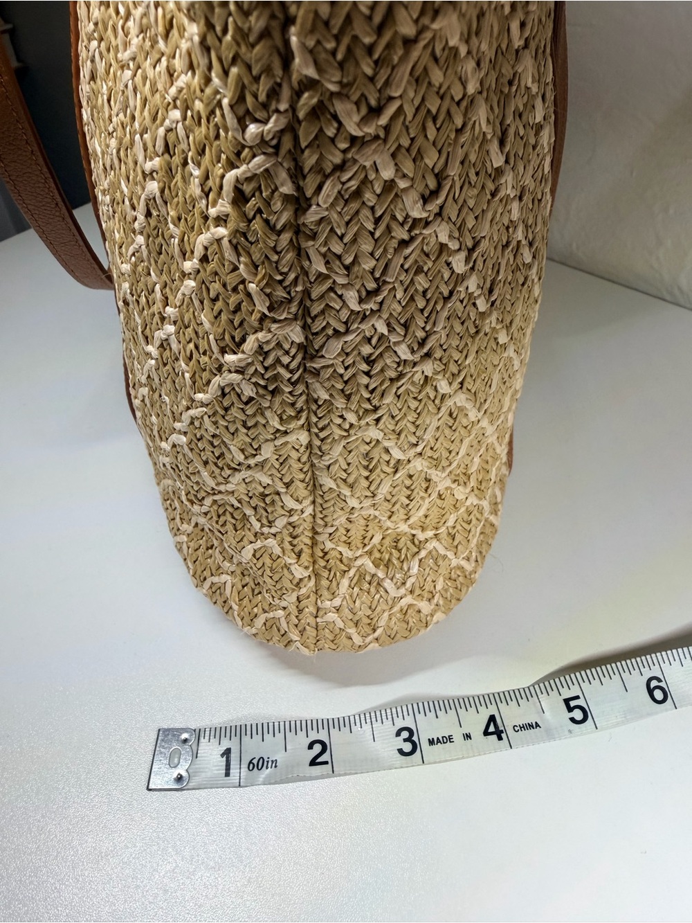 Talbots Neutral Woven Tote with Tan Trim - Picture 5 of 9